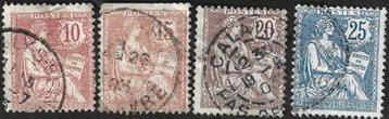 4 Postzegels Frankrijk 1902 Allegorie (Type Mouchon) beschikbaar voor biedingen