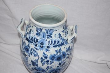 Delfts blauwe aardewerk pot 'vaas met bloemen', Ophalen of Verzenden