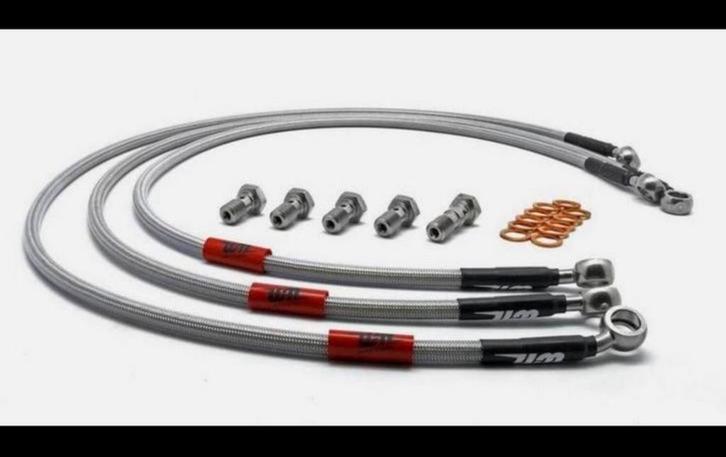 Suzuki GS750 DB 1977 Wezmoto gevlochten remslangen rem slang, Motoren, Onderdelen | Suzuki, Nieuw, Ophalen of Verzenden