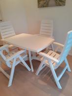 Set tuintafel met 4 tuinstoelen, Ophalen, 4 zitplaatsen, Kunststof, Zo goed als nieuw