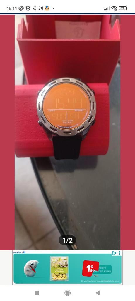 Montre diesel acheter le 28.10.24 149€, Handtassen en Accessoires, Horloges | Heren, Zo goed als nieuw, Ophalen of Verzenden