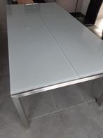 table de salle à manger moderne verre / inox, Comme neuf, Métal, 100 à 150 cm, Rectangulaire