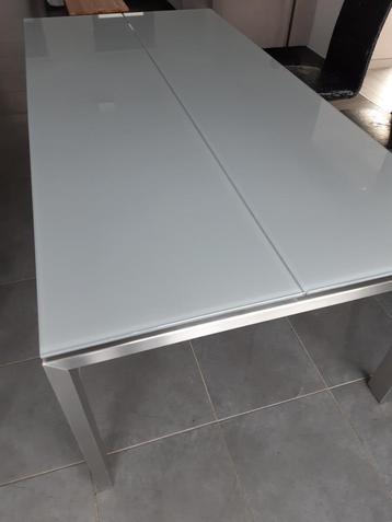 table de salle à manger moderne verre / inox