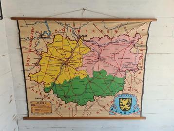 Oude schoolplaat schoolkaart provincie Brabant  beschikbaar voor biedingen