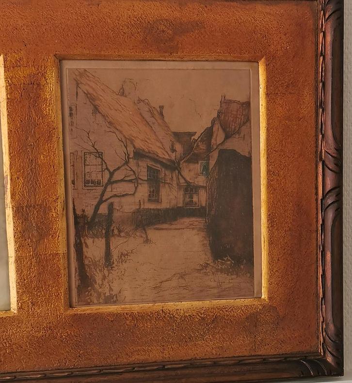 Julien Célos. Begijnhof te Lier(3x)., Antiek en Kunst, Kunst | Etsen en Gravures, Ophalen