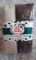 Deux draps housses neuf lit cage 60x120 cm, Enfants & Bébés, Enlèvement ou Envoi, Neuf, Gris