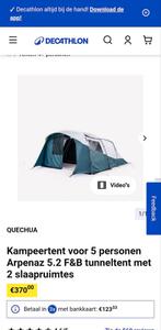Kampeer tent tot 5 personen, Caravans en Kamperen, Tenten, Ophalen, Nieuw, Tot en met 5