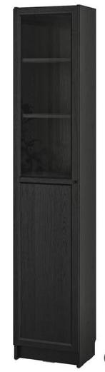Billy kast Ikea zwart met glazen deur oxberg, Huis en Inrichting, Kasten | Vitrinekasten, Ophalen, Minder dan 50 cm, 200 cm of meer