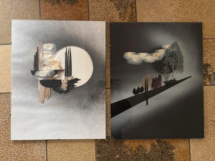 Set van 2 originele kunstwerken, Antiek en Kunst, Kunst | Overige Kunst, Ophalen of Verzenden