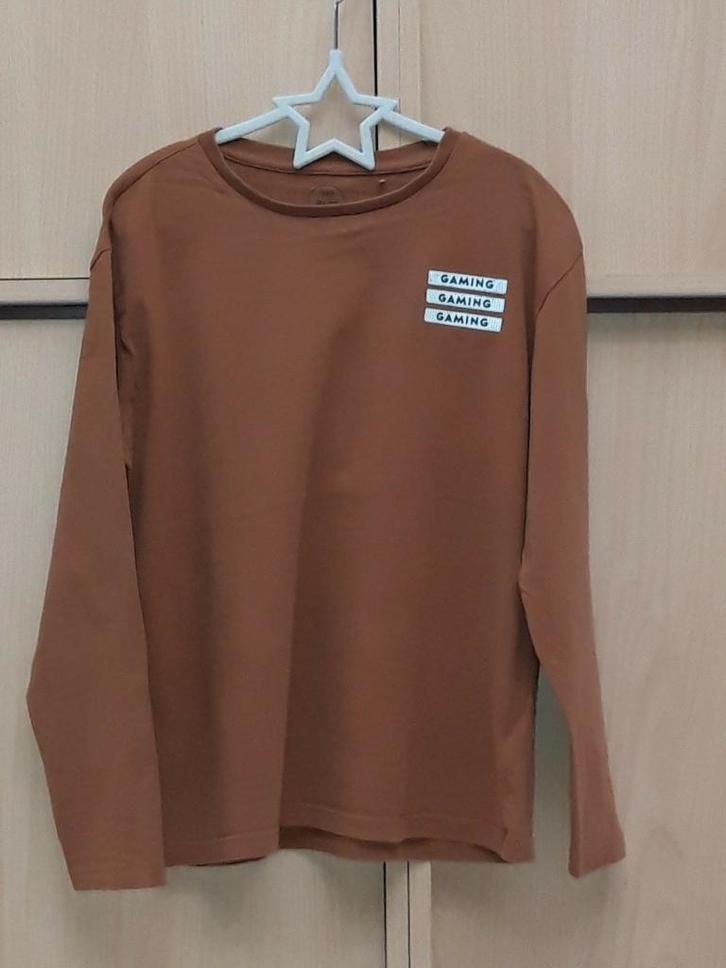 Longsleeve jbc besties lichtbruin 140/10j jongen, Kinderen en Baby's, Kinderkleding | Maat 140, Zo goed als nieuw, Jongen, Shirt of Longsleeve