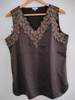 Prachtige zijde-achtige top met broderie. Mayerline Medium, Maat 38/40 (M), Mayerline, Bruin, Ophalen of Verzenden