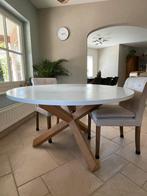 Ronde witte eettafel 5-6 personen, Ophalen, Gebruikt, Vijf personen of meer, Eikenhout