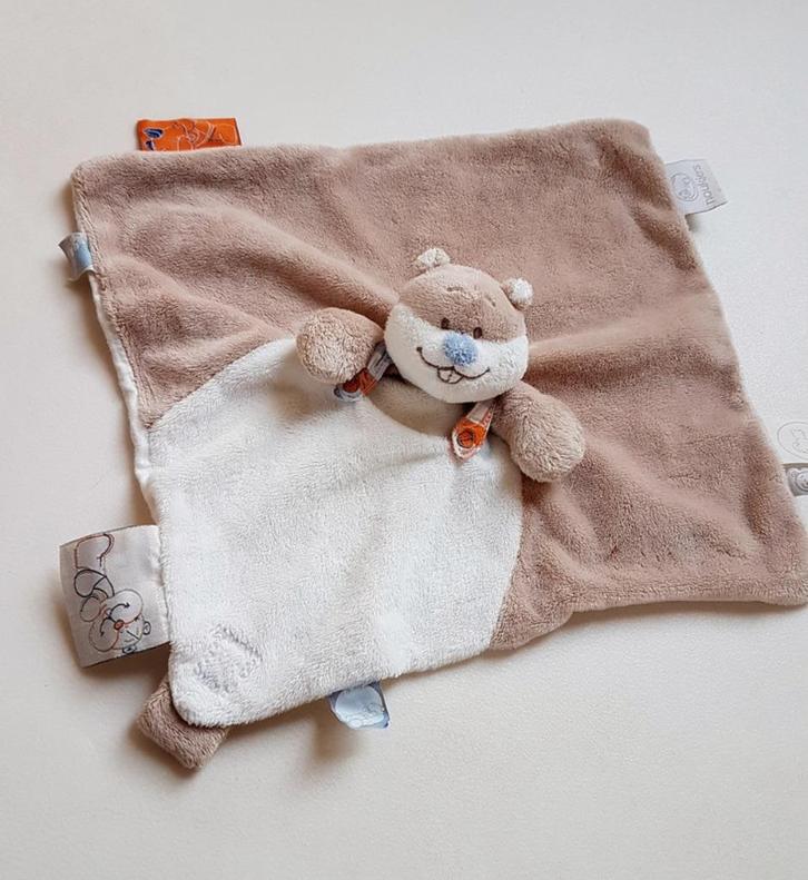 NOUKIE'S - Doudou plat Castor Charlie, Kinderen en Baby's, Speelgoed | Knuffels en Pluche, Gebruikt, Overige typen, Ophalen of Verzenden