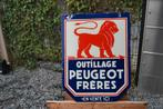 geëmailleerde plaat „Outillage Peugeot Frères” jaar 1930, Ophalen of Verzenden, Zo goed als nieuw, Reclamebord