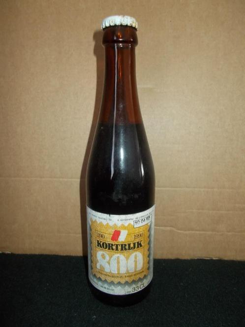 KORTRIJK 800 - volle fles 33cl - BOCKOR - Bellegem - 1990, Verzamelen, Biermerken, Gebruikt, Flesje(s), Overige merken, Ophalen of Verzenden