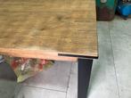 Mooie massief eiken eettafel met stalen poten, Huis en Inrichting, Ophalen, Gebruikt, 100 tot 150 cm, 200 cm of meer