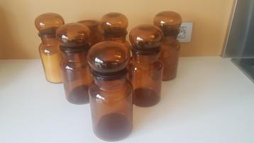 7 vintage glazen apothekerspotten / voorraadpot, Antiek en Kunst, Ophalen of Verzenden