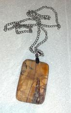Ketting edelsteen hanger gele jaspis rechthoek, Verzenden, Geel, Nieuw, Steen of Mineraal
