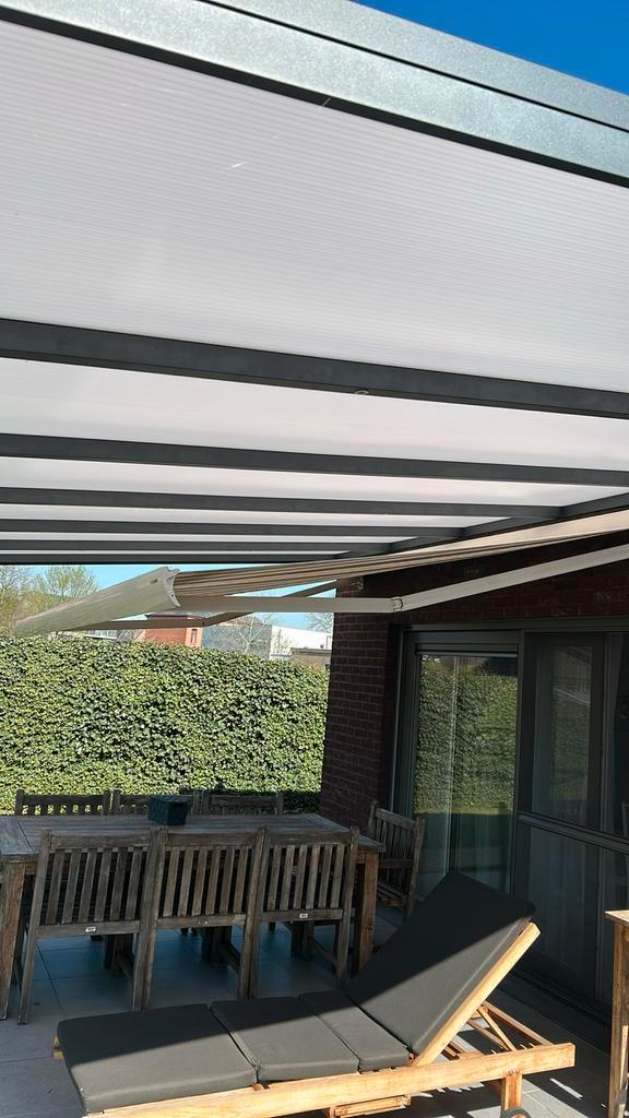 Nieuwe Leufel DEGALUX 4m breed x 3m diep, Tuin en Terras, Zonneschermen, Nieuw, Knikarmscherm, 150 tot 300 cm, 450 cm of meer