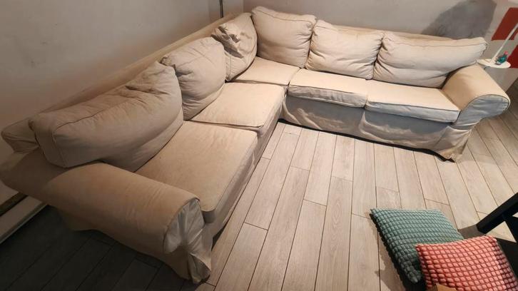 IKEA Ektorp hoekbank beige - Moet deze week weg!, Huis en Inrichting, Zetels | Zetels en Chaises Longues, Ophalen