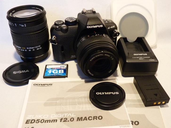 Olympus E-420, Zuiko Dig 2.0/50mm, Sigma 18-125mm, Audio, Tv en Foto, Fotocamera's Digitaal, Zo goed als nieuw, Spiegelreflex