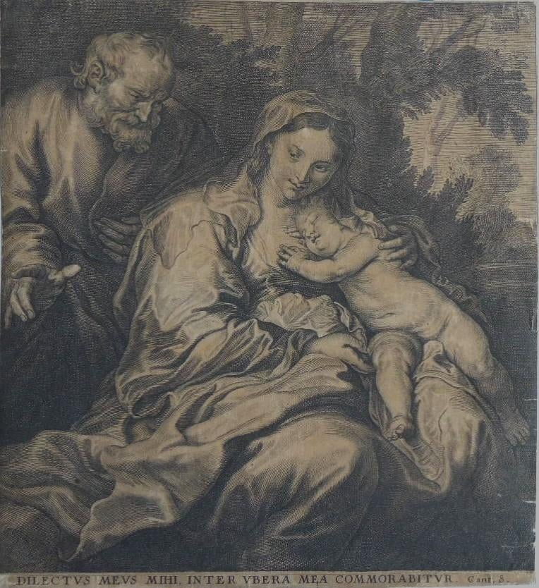 Onbekende Maker 18e eeuw gravure "Josef Maria en Het Kind", Ophalen