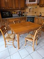 Ma table de cuisine en chêne Massive + 4 chaises assorties, Comme neuf, Chêne, Enlèvement ou Envoi