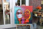 Oud schilderij 'hoe is t met je ?' WEG IS WEG, 85 EURO., Ophalen