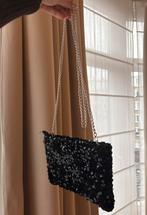 Sac bandouilere à sequins noirs, Envoi, Neuf