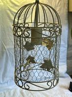 Vintage hanglamp vogelkooi-stijl, beige bronskleurige patina, Ophalen of Verzenden, Nieuw, Metaal, 50 tot 75 cm