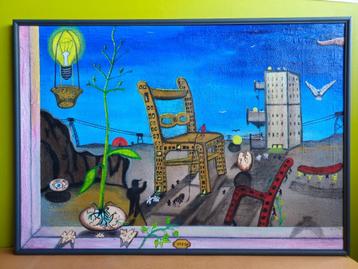 Surrealistisch schilderij (groot) beschikbaar voor biedingen
