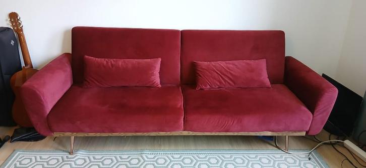 Canapé convertible  velours bordeaux, Maison & Meubles, Canapés | Salons, Utilisé, Banc droit, Trois personnes, 200 à 250 cm, 75 à 100 cm