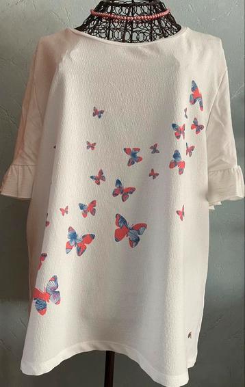 Terre Bleue 46 vlinder shirt/bloesje fantasie mouwen beschikbaar voor biedingen