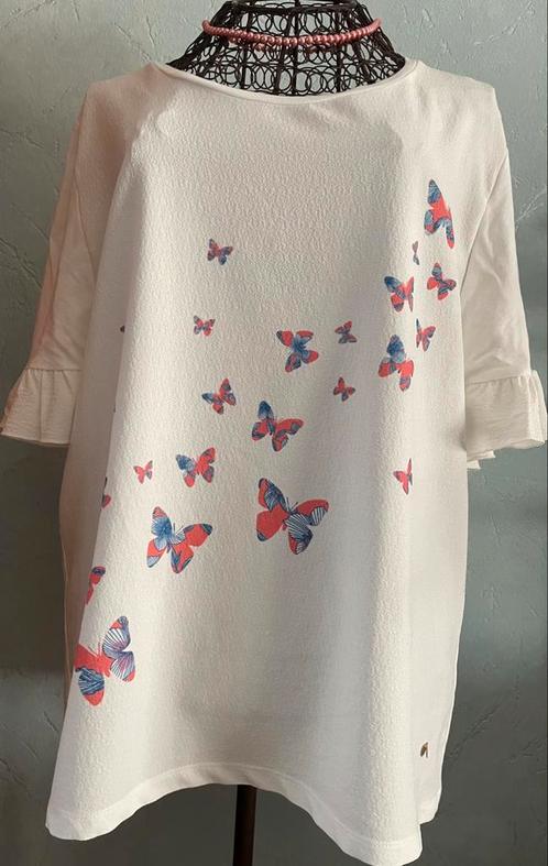 Terre Bleue 46 vlinder shirt/bloesje fantasie mouwen, Kleding | Dames, T-shirts, Zo goed als nieuw, Maat 46/48 (XL) of groter