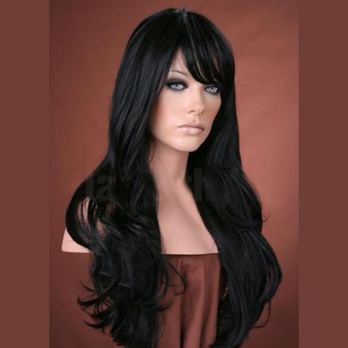 Pruik lang zwart haar in laagjes model Kristen kleur 1b, Handtassen en Accessoires, Uiterlijk | Haarverzorging, Nieuw, Pruik of Haarverlenging