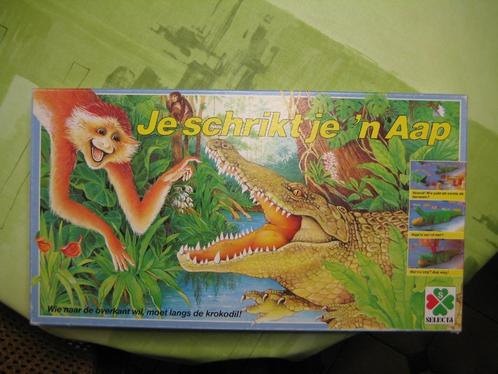 Bordspel "Je schrikt je 'n aap" - SELECTA (1988), Hobby en Vrije tijd, Gezelschapsspellen | Bordspellen, Zo goed als nieuw, Een of twee spelers