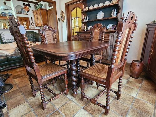 Antieke eettafel met bijpassende stoelen, Antiek en Kunst, Antiek | Meubels | Tafels, Ophalen
