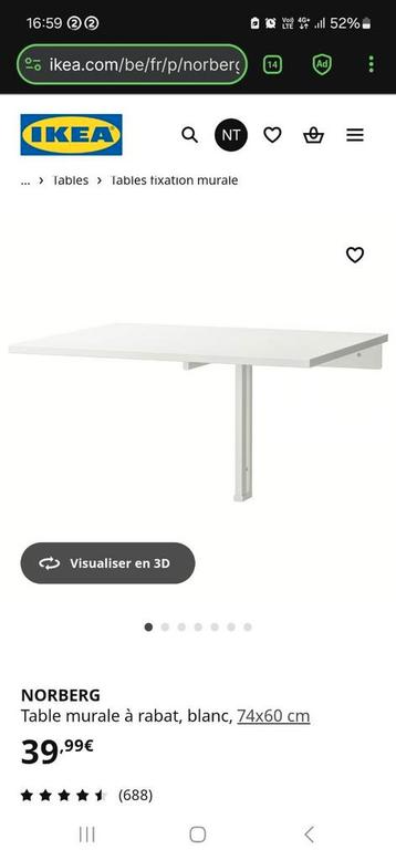 NIEUW IN VERPAKKING Wandtafel met klep beschikbaar voor biedingen