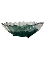 Grote vintage glazen beker met groene schelp uit Italië, Ophalen of Verzenden