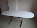 Verlengbare witte eettafel met stalen onderstel, Huis en Inrichting, 200 cm of meer, 50 tot 100 cm, Retro - vintage, Metaal