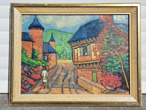 Huile sur toile Collonges la rouge signe walter jonckheere, Antiek en Kunst, Kunst | Schilderijen | Klassiek, Ophalen of Verzenden