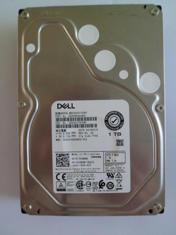 Disque dur DELL 1 To, 128 Mo de cache, 3,5 pouces, 7 200 tr/, Informatique & Logiciels, Disques durs, Comme neuf, Interne, SATA