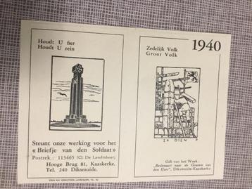 Zakkalender 1940 WOII AVV-VVK IJZERTOREN Diksmuide beschikbaar voor biedingen