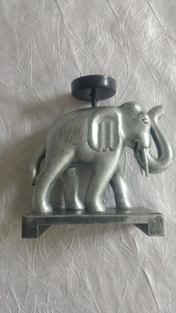 Vintage statuette figurine éléphant argenté bougie, Enlèvement ou Envoi