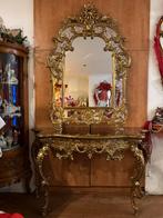 Verguld Deknudt consoletafel met spiegel, Antiek en Kunst, Ophalen of Verzenden