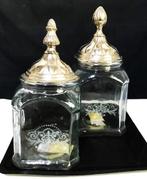 Bocaux bonbons verre couvercle argenté Vintage😍🤗💑, Antiquités & Art, Antiquités | Verre & Cristal, Enlèvement ou Envoi