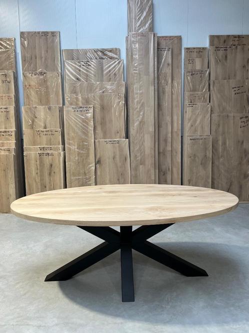 Ovale en ronde eiken tafelbladen met verschillende diameters, Tuin en Terras, Palen, Balken en Planken, Nieuw, Palen, Hardhout