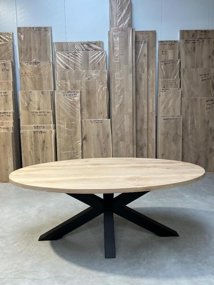Ovale en ronde eiken tafelbladen met verschillende diameters, Tuin en Terras, Palen, Balken en Planken, Nieuw, Palen, Hardhout