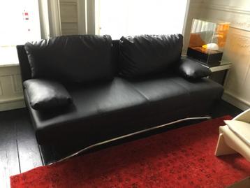 Canapé-lit en cuir noir