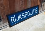 Stoere plexi plaat in houten lijst, rijkspolitie🚔, Verzamelen, Ophalen of Verzenden, Gebruikt, Reclamebord